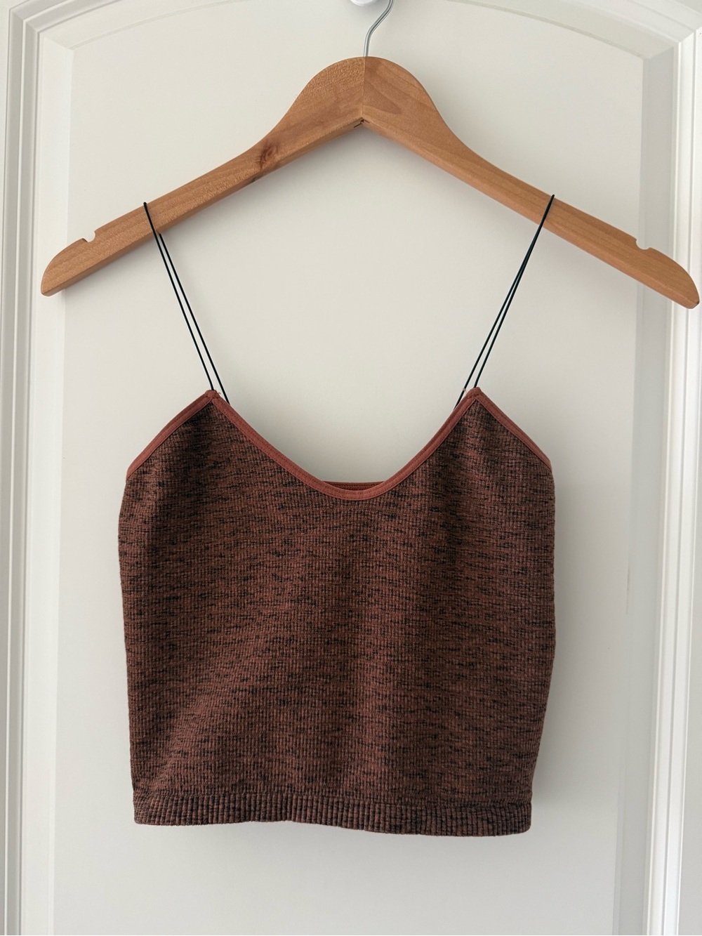 Brown Knit Spaghetti Strap Cami Top